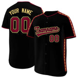 Custom Black Crimson Color Block Personalized Side Dotted Line Authentic Baseball Jersey