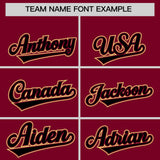 Custom Crimson Black Color Block Personalized Side Dotted Line Authentic Baseball Jersey