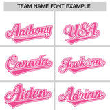 Custom White Pink Color Block Personalized Side Dotted Line Authentic Baseball Jersey