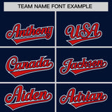 Custom Navy Red Color Block Personalized Side Dotted Line Authentic Baseball Jersey