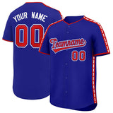 Custom Royal Red Color Block Personalized Side Dotted Line Authentic Baseball Jersey