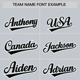 Custom Silver Black Color Block Personalized Side Dotted Line Authentic Baseball Jersey