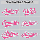 Custom Silver Pink Color Block Personalized Side Dotted Line Authentic Baseball Jersey