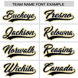 Custom White Old Gold Color Block Personalized Side Dotted Line Authentic Baseball Jersey