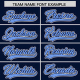 Custom Navy Light Blue Color Block Personalized Side Dotted Line Authentic Baseball Jersey