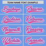Custom Light Blue Pink Color Block Personalized Side Dotted Line Authentic Baseball Jersey
