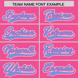 Custom Pink Light Blue Color Block Personalized Side Dotted Line Authentic Baseball Jersey