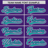 Custom Purple Aqua Color Block Personalized Side Dotted Line Authentic Baseball Jersey