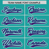 Custom Aqua Purple Color Block Personalized Side Dotted Line Authentic Baseball Jersey