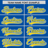 Custom Royal Gold Color Block Personalized Side Dotted Line Authentic Baseball Jersey