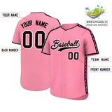 Custom Light Pink Black Color Block Personalized Side Dotted Line Authentic Baseball Jersey