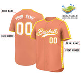 Custom Light Orange Gold Color Block Personalized Side Dotted Line Authentic Baseball Jersey