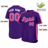 Custom Purple Pink Color Block Personalized Side Dotted Line Authentic Baseball Jersey