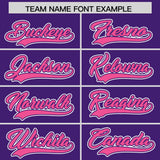Custom Purple Pink Color Block Personalized Side Dotted Line Authentic Baseball Jersey