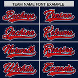 Custom Navy Red Color Block Personalized Side Dotted Line Authentic Baseball Jersey