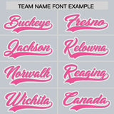 Custom Silver Pink Color Block Personalized Side Dotted Line Authentic Baseball Jersey