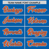 Custom Royal Orange Color Block Personalized Side Dotted Line Authentic Baseball Jersey