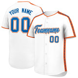 Custom White Orange Color Block Personalized Side Dotted Line Authentic Baseball Jersey