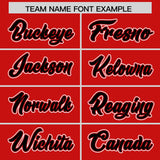 Custom Red Black Color Block Personalized Side Dotted Line Authentic Baseball Jersey