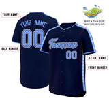 Custom Navy Light Blue Color Block Personalized Side Dotted Line Authentic Baseball Jersey
