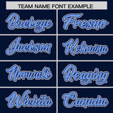 Custom Navy Light Blue Color Block Personalized Side Dotted Line Authentic Baseball Jersey
