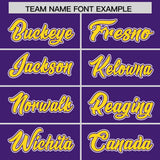 Custom Purple Gold Color Block Personalized Side Dotted Line Authentic Baseball Jersey