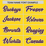Custom Gold Purple Color Block Personalized Side Dotted Line Authentic Baseball Jersey