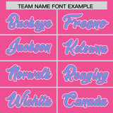 Custom Pink Light Blue Color Block Personalized Side Dotted Line Authentic Baseball Jersey