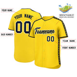 Custom Gold Navy Color Block Personalized Side Dotted Line Authentic Baseball Jersey
