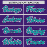 Custom Purple Aqua Color Block Personalized Side Dotted Line Authentic Baseball Jersey