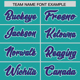 Custom Aqua Purple Color Block Personalized Side Dotted Line Authentic Baseball Jersey