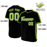 Custom Black Light Green Color Block Personalized Side Dotted Line Authentic Baseball Jersey