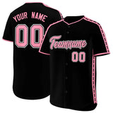 Custom Black Light Pink Color Block Personalized Side Dotted Line Authentic Baseball Jersey
