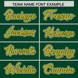 Custom Green Old Gold Color Block Personalized Side Dotted Line Authentic Baseball Jersey