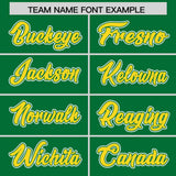 Custom Kelly Green Gold Color Block Personalized Side Dotted Line Authentic Baseball Jersey