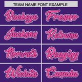 Custom Purple Pink Color Block Personalized Side Dotted Line Authentic Baseball Jersey
