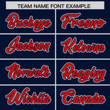 Custom Navy Red Color Block Personalized Side Dotted Line Authentic Baseball Jersey