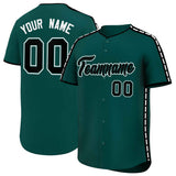 Custom Midnight Green Black Color Block Personalized Side Dotted Line Authentic Baseball Jersey
