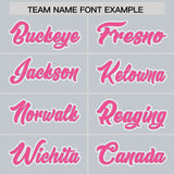 Custom Silver Pink Color Block Personalized Side Dotted Line Authentic Baseball Jersey