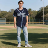 Custom Navy Personalized Denim Baseball Jersey For Men Women Boy