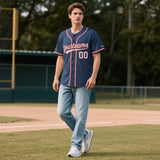 Custom Midnight Blue Personalized Denim Baseball Jersey For Men Women Boy