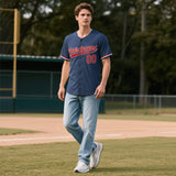 Custom Midnight Blue Personalized Denim Baseball Jersey For Men Women Boy