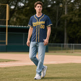 Custom Midnight Blue Personalized Denim Baseball Jersey For Men Women Boy