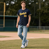 Custom Navy Personalized Denim Baseball Jersey For Men Women Boy