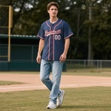 Custom Midnight Blue Personalized Denim Baseball Jersey For Men Women Boy