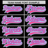 Custom Black Pink and Powder Blue Split Fashion Raglan Sleeves Authentic Baseball Hoodie Jersey