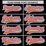 Custom Black Orange and Powder Blue Split Fashion Raglan Sleeves Authentic Baseball Hoodie Jersey