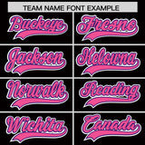 Custom Black Purple and Pink Split Fashion Raglan Sleeves Authentic Baseball Hoodie Jersey