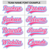 Custom White Pink and Powder Blue Split Fashion Raglan Sleeves Authentic Baseball Hoodie Jersey