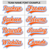 Custom White Orange and Powder Blue Split Fashion Raglan Sleeves Authentic Baseball Hoodie Jersey